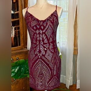 Jump Apparel Drape Front Glitter Bodycon Dress